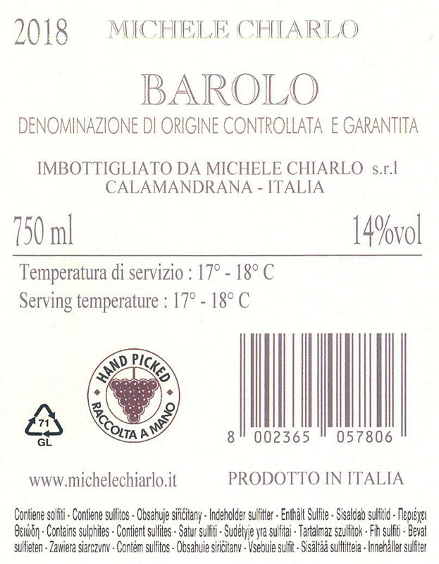 Barolo DOCG Pal s Michele Chiarlo Svinando